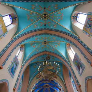 Sulislawice - sklepienie w kosciele parafialnym. EU, Pl, Swietokrzyskie.